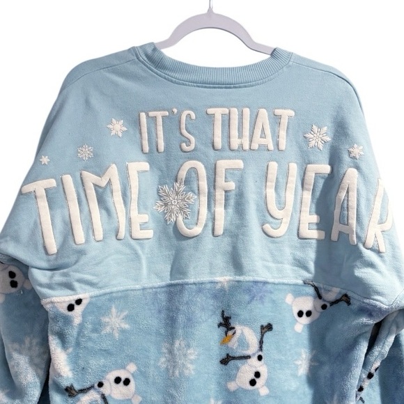 Disney Parks Olaf Festival of Holidays Fleece Spirit Jersey Blue/White Sz Medium - Picture 6 of 10